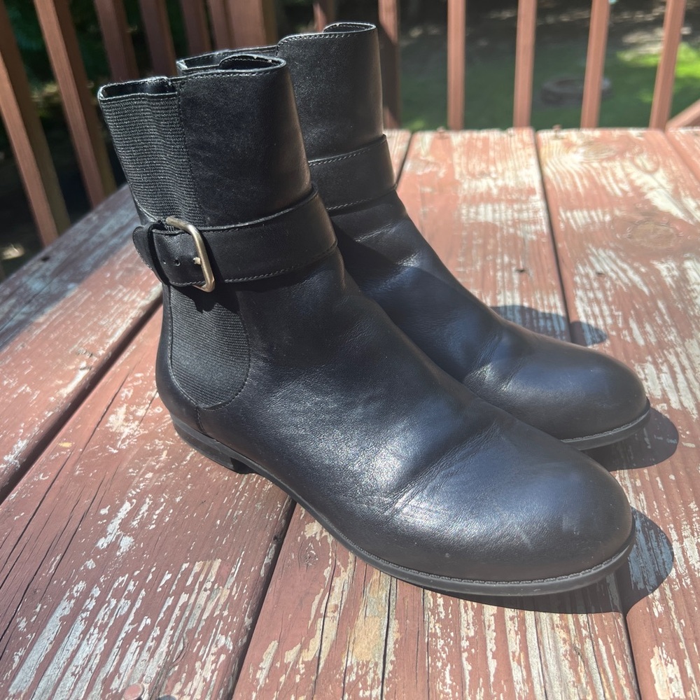 G.H. Bass & Co. Women's Allison Ankle Black Buckle Casual Boots/Bootie|Size:6.5M